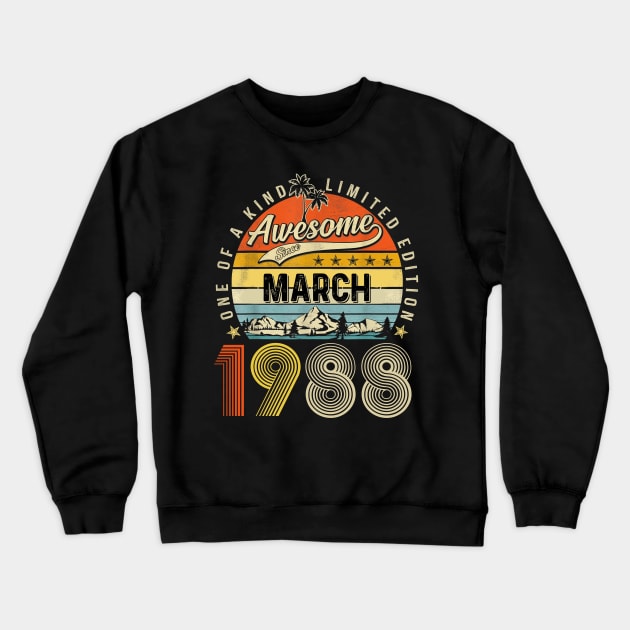 Awesome Since March 1988 Vintage 35th Birthday Crewneck Sweatshirt by Red and Black Floral